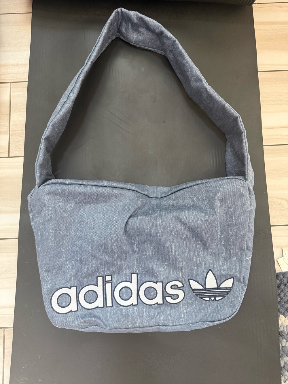 New adidas Gray-Blue Shoulder Bag with Trefoil Patch